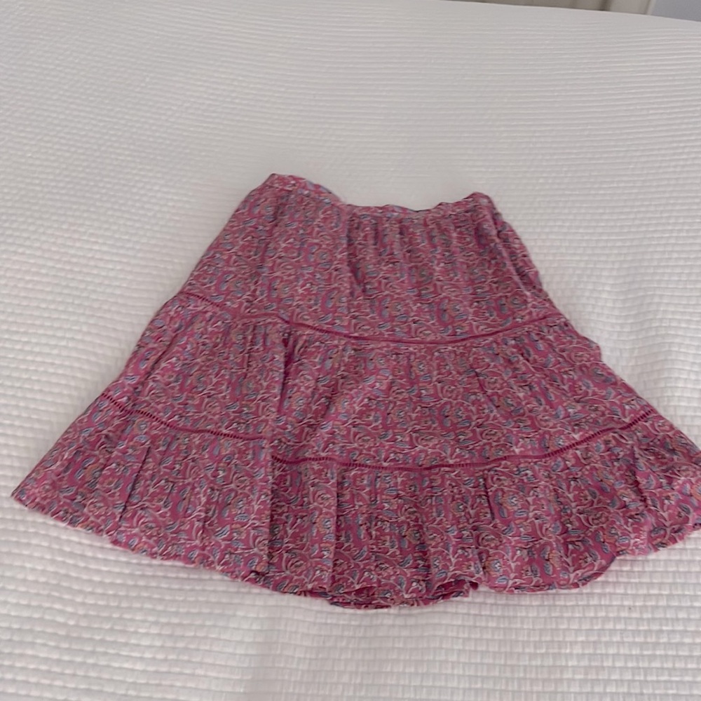 J. Crew, pink block print skirt